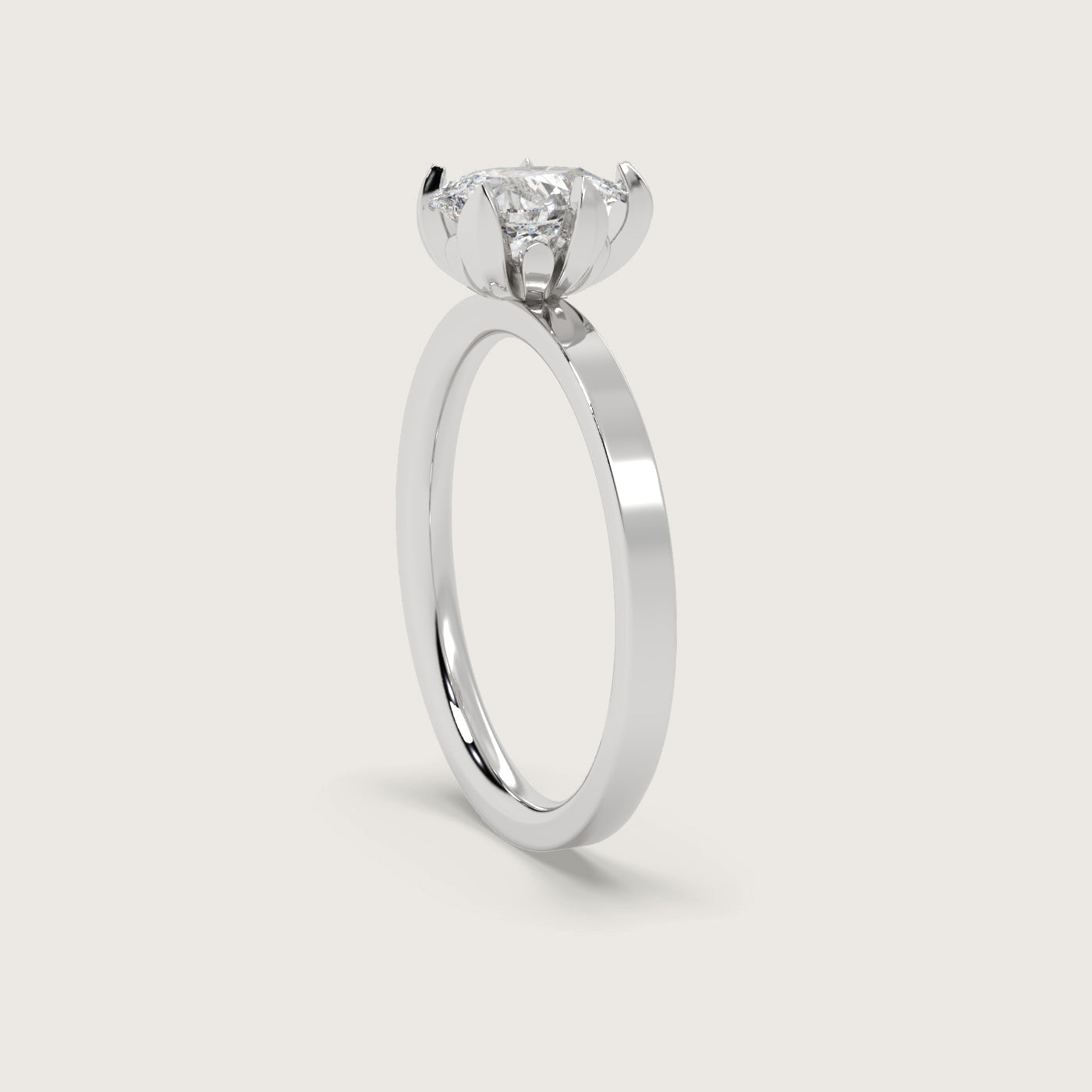 Pear Shape Diamond Engagement Ring in Fleur de Luce Setting