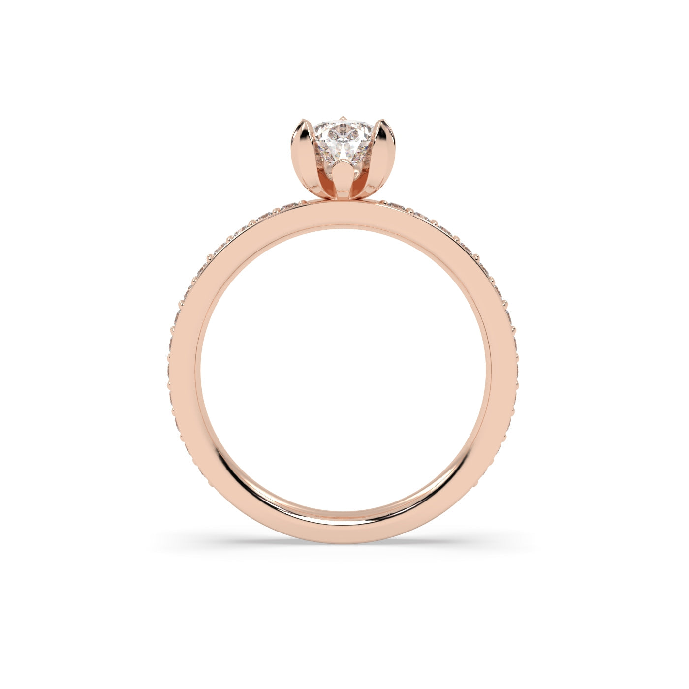 Fleur de Luce 1ct Pear Shape Diamond Solitaire Engagement Ring with Pavé Set Band