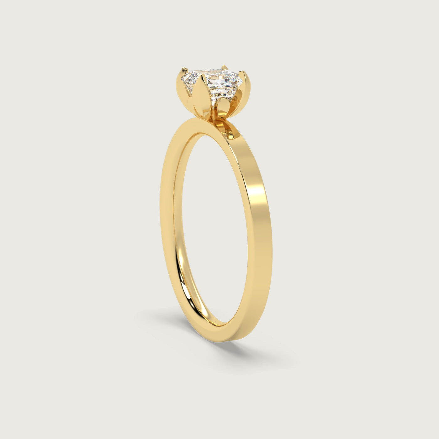 Square Emerald Cut Engagement Ring in Fleur de Luce Setting