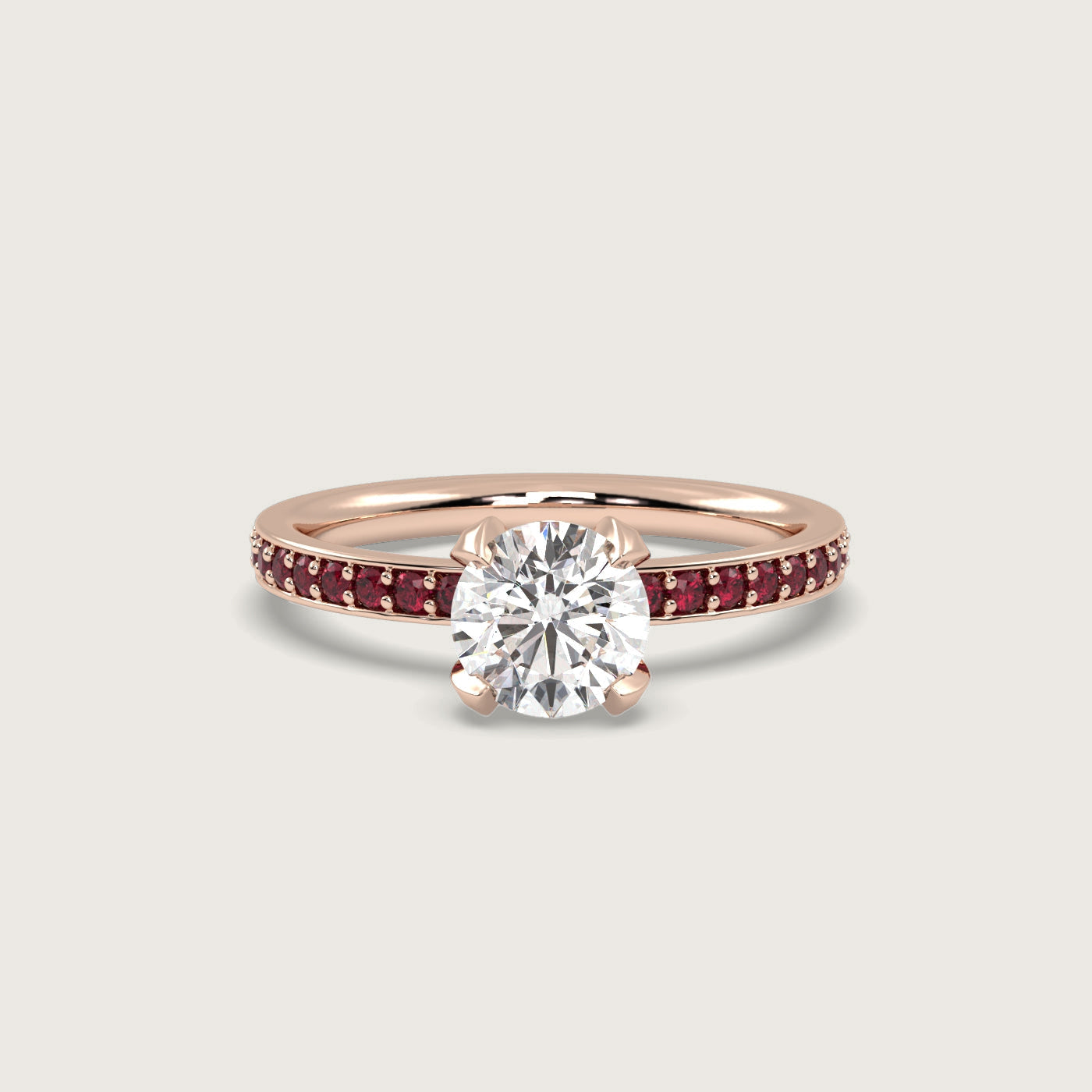 Diamond and Ruby Pavé Engagement Ring in Fleur de Luce Setting