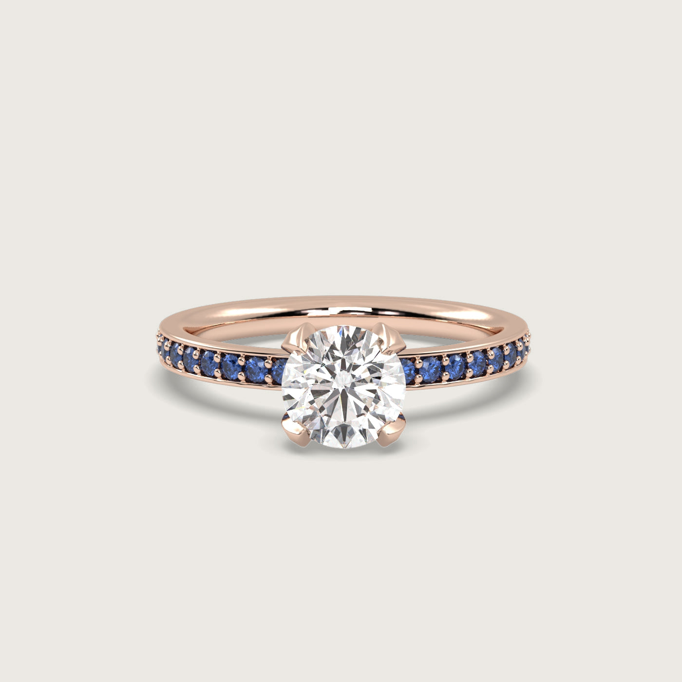 Diamond and Sapphire Pavé Engagement Ring in Fleur de Luce Setting