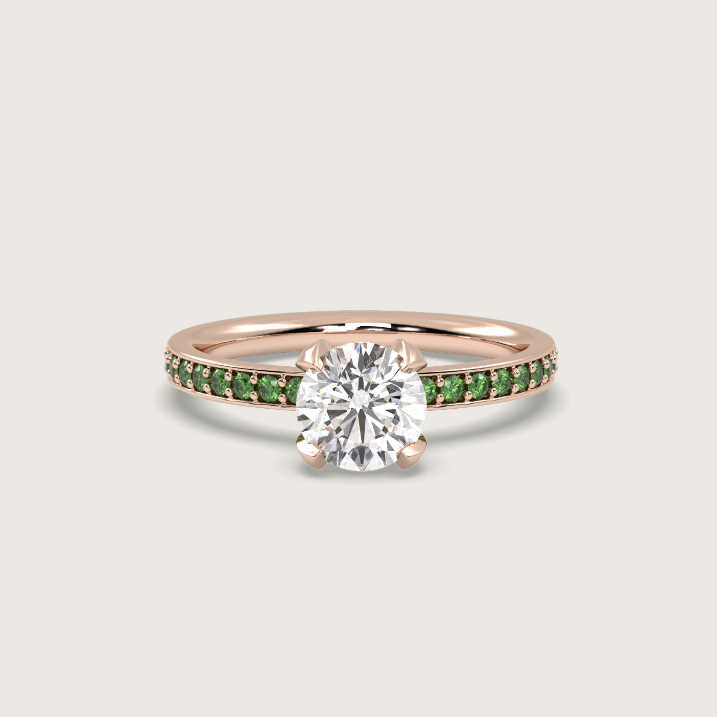 Diamond and Tsavorite Pavé Engagement Ring in Fleur de Luce Setting