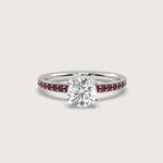 Diamond and Ruby Pavé Engagement Ring in Fleur de Luce Setting