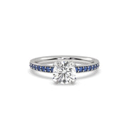 Diamond and Sapphire Engagement Ring in 18k White Gold