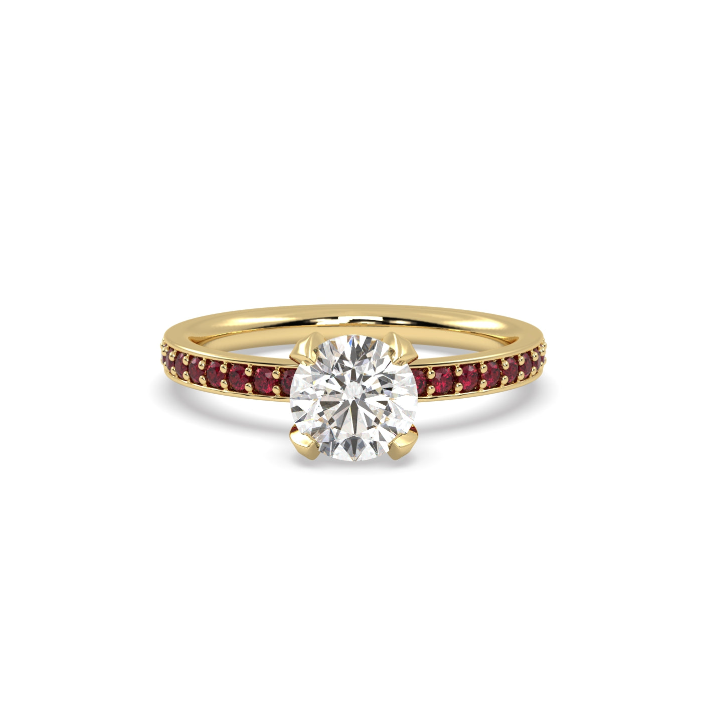 Diamond and Ruby Engagement Ring in 18k Yellow Gold