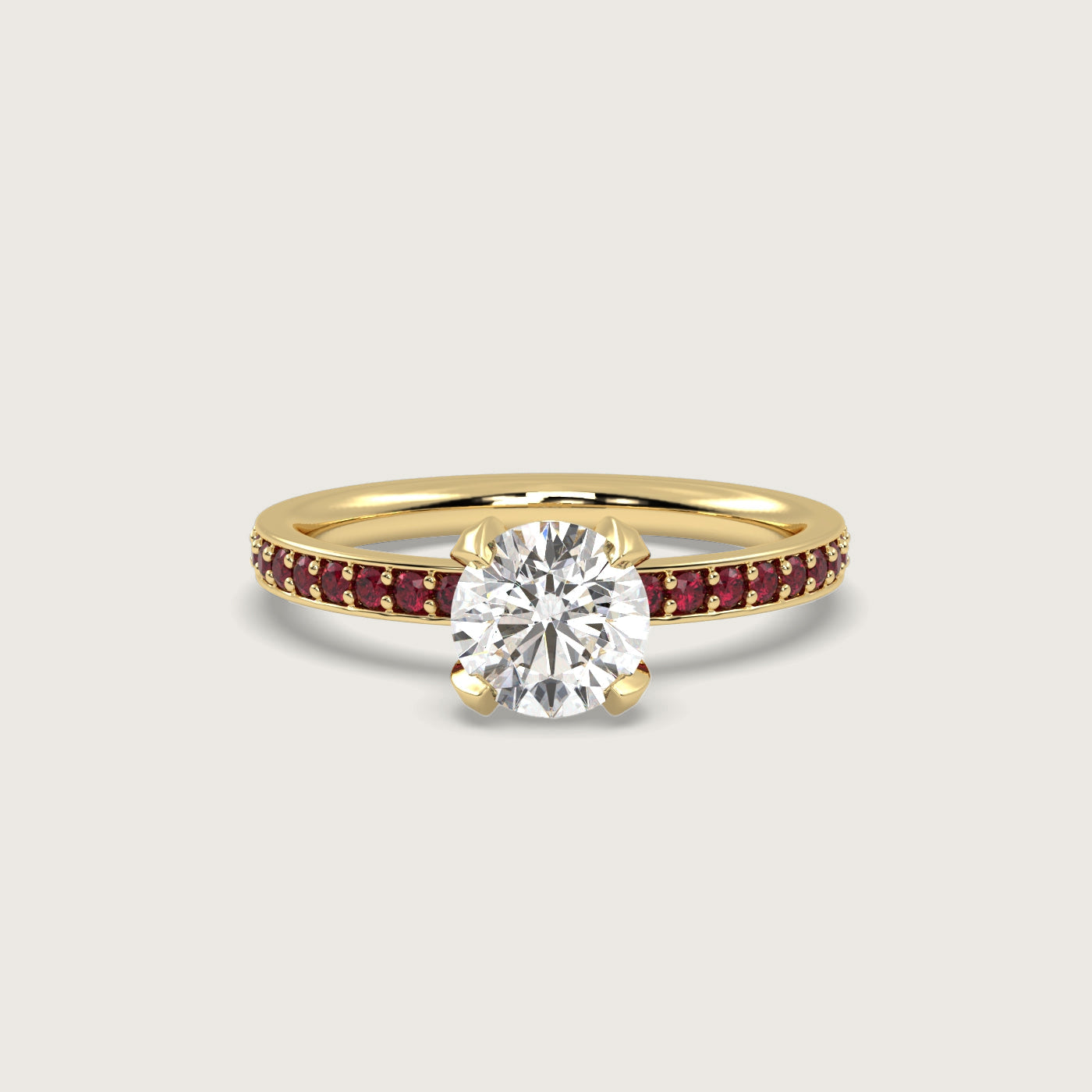 Diamond and Ruby Pavé Engagement Ring in Fleur de Luce Setting