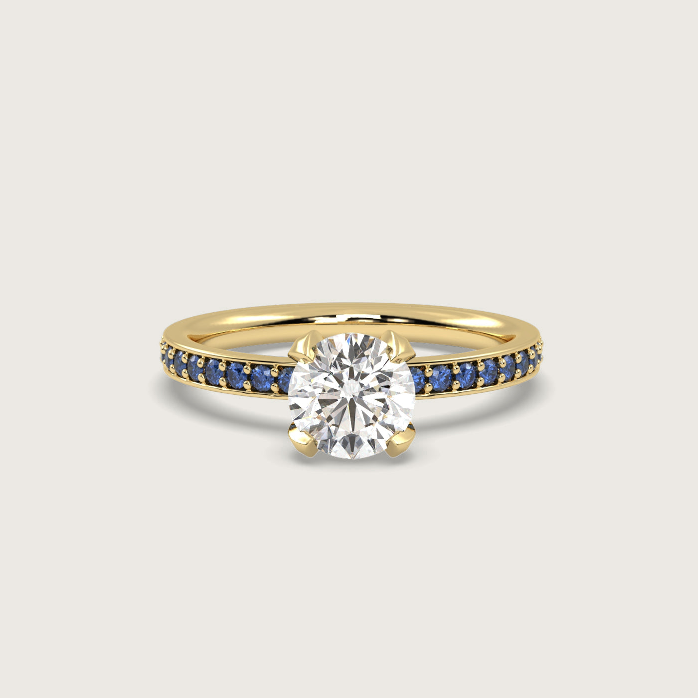 Diamond and Sapphire Pavé Engagement Ring in Fleur de Luce Setting