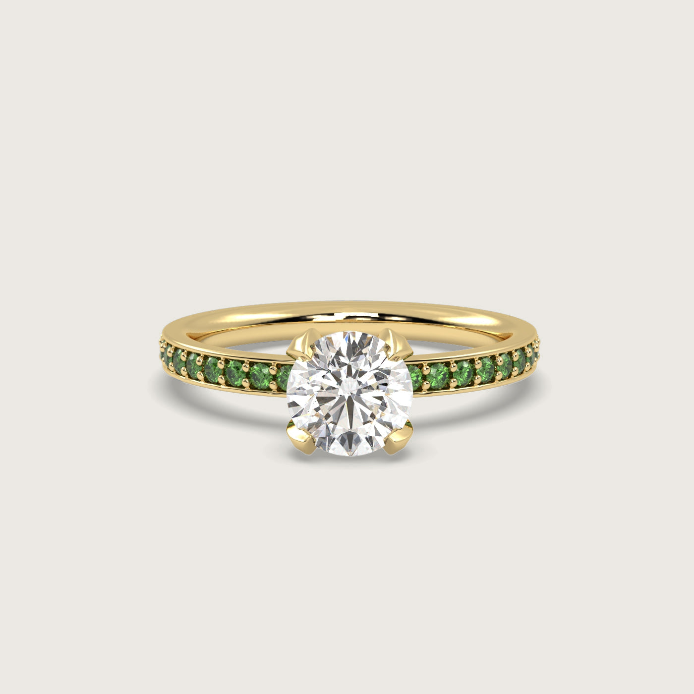 Diamond and Tsavorite Pavé Engagement Ring in Fleur de Luce Setting