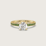 Diamond and Tsavorite Pavé Engagement Ring in Fleur de Luce Setting