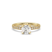Fleur de Luce 1ct Round Diamond Solitaire Engagement Ring with Pavé Set Band