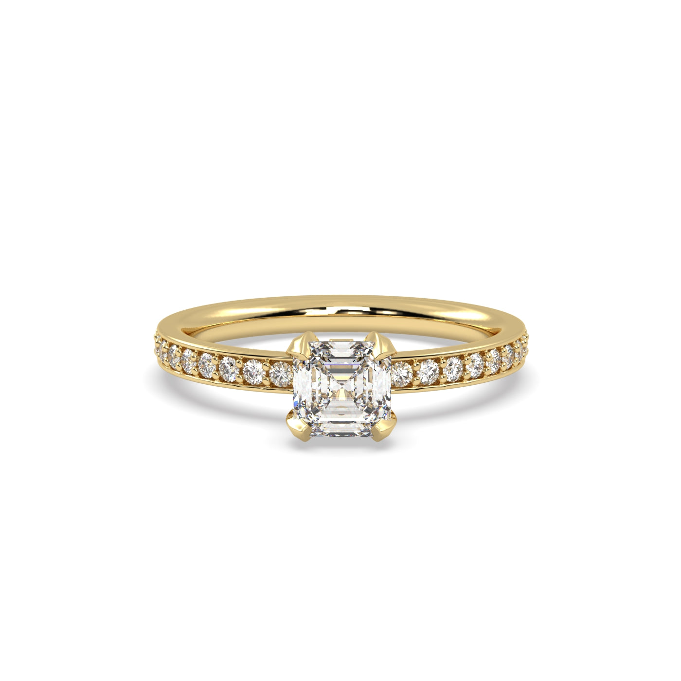 Fleur de Luce 1ct Square Emerald Cut Solitaire Engagement Ring with Pavé Set Band