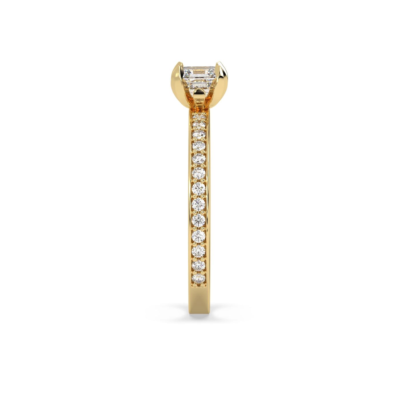 Fleur de Luce 1ct Square Emerald Cut Solitaire Engagement Ring with Pavé Set Band