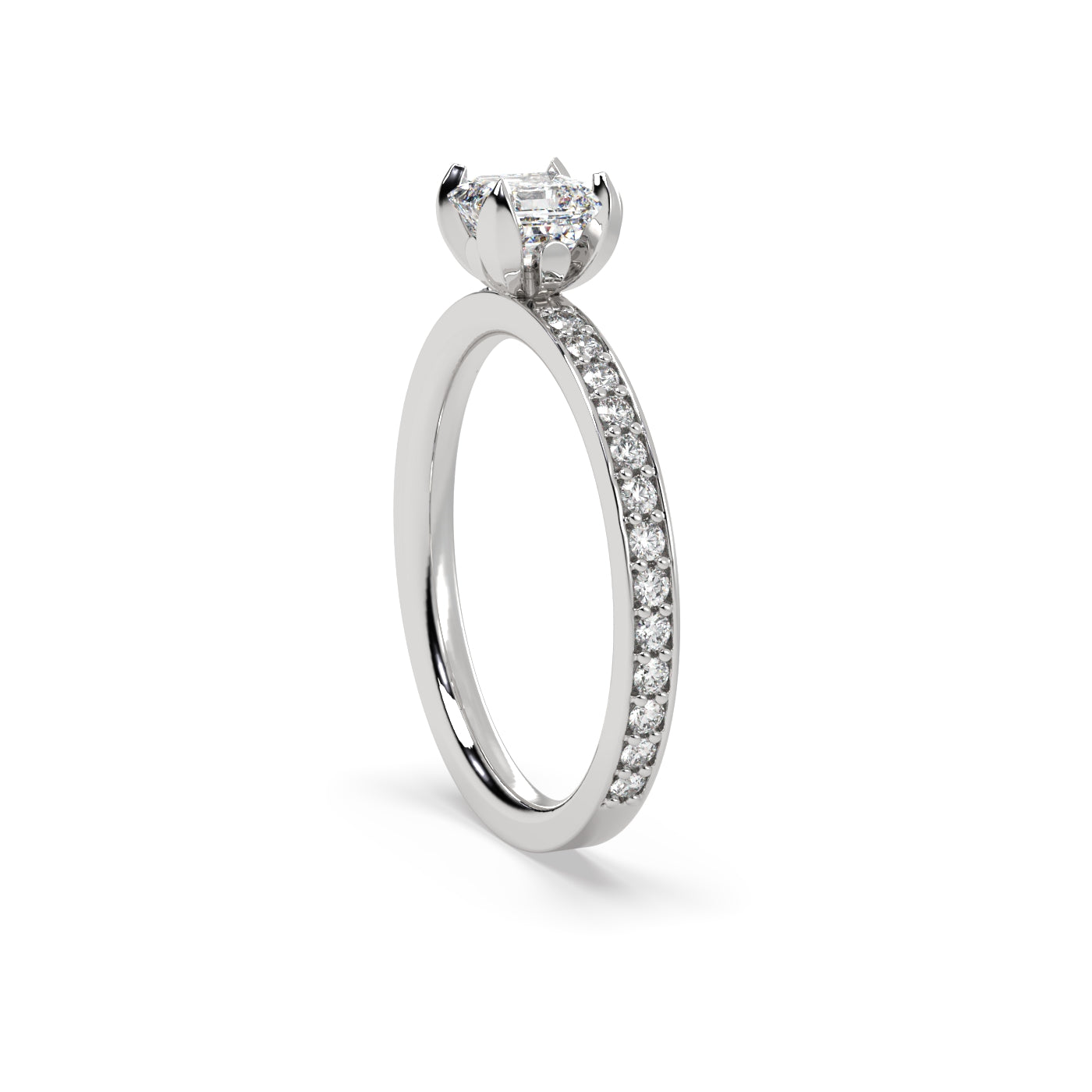 Fleur de Luce 1ct Square Emerald Cut Engagement Ring