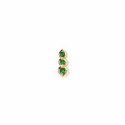 Stud Earring: Three Stone Emerald Earring in 18k Yellow Gold