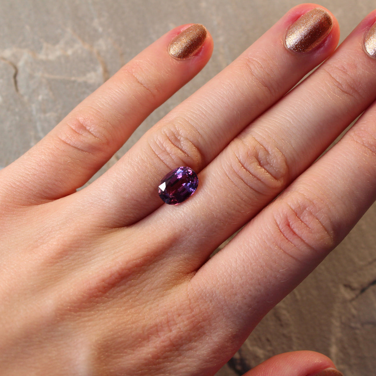 3.26ct Purple Sapphire Fleur de Luce Solitaire Engagement Ring in 18k Rose Gold