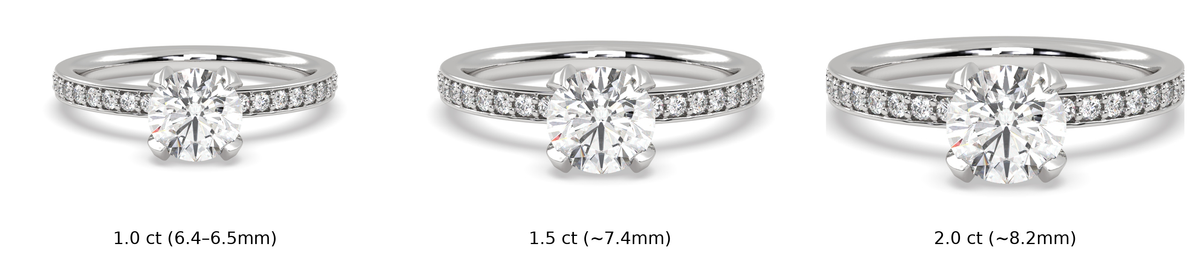Round Diamond Solitaire Ring with Pavé Set Band