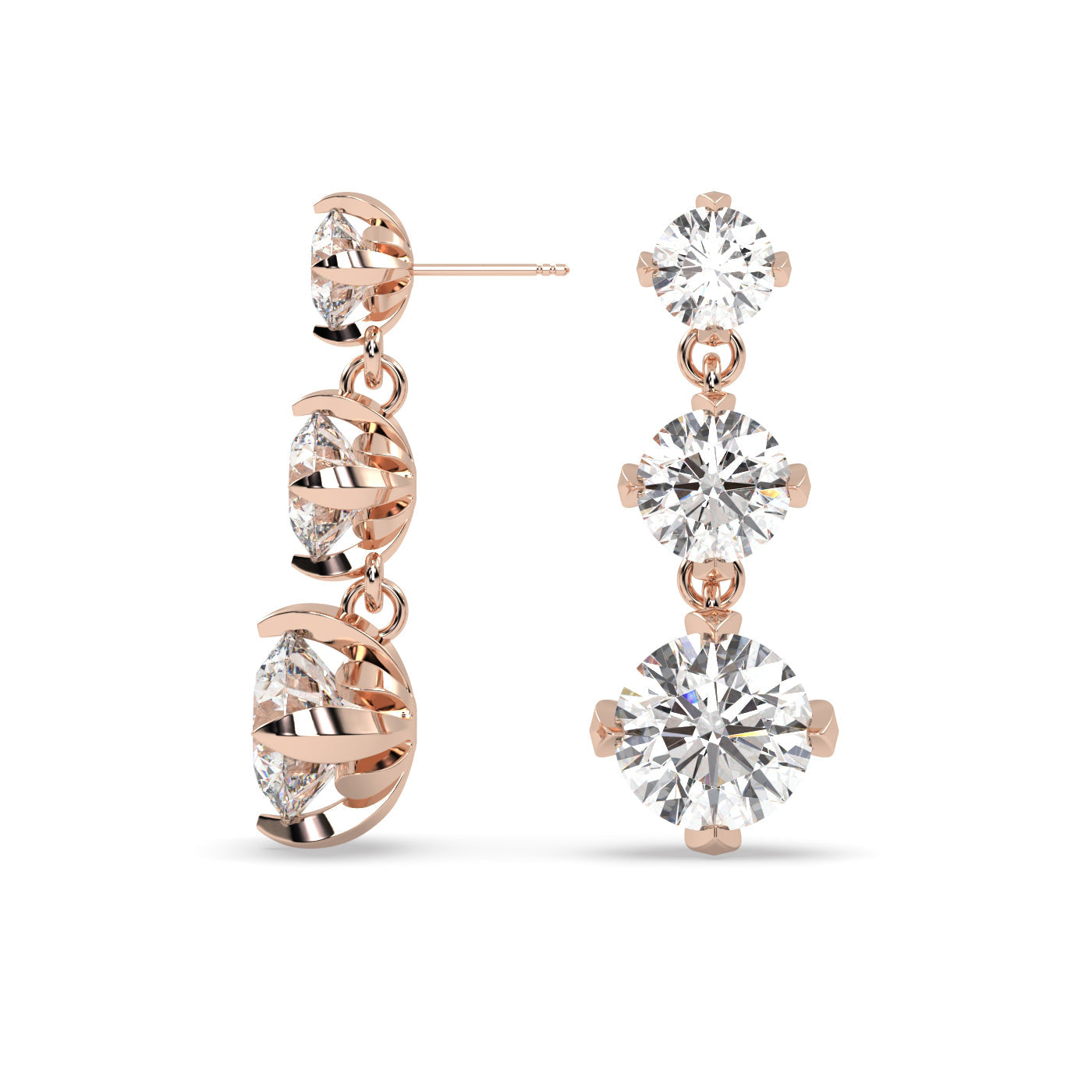 Fleur de Luce Three Stone Diamond Earrings (3.50 tcw)