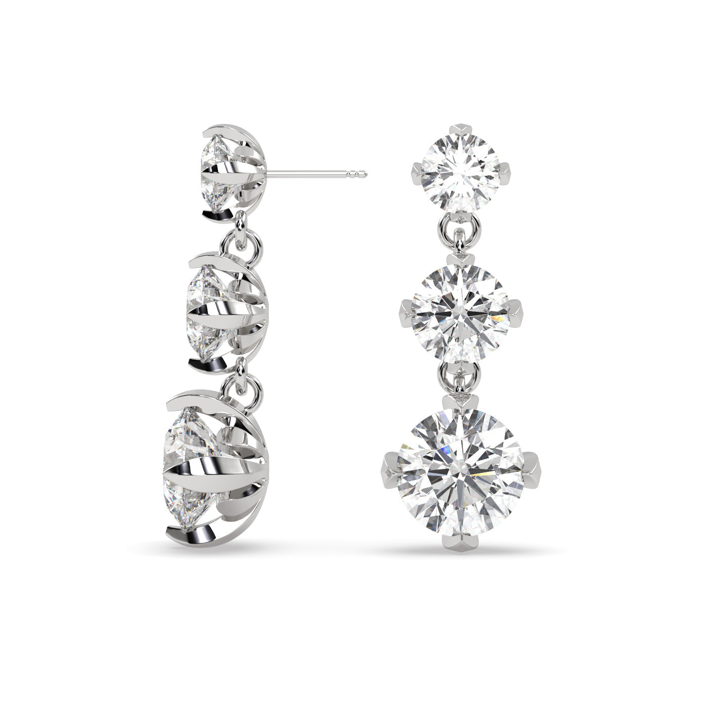 Fleur de Luce Three Stone Diamond Earrings (3.50 tcw)