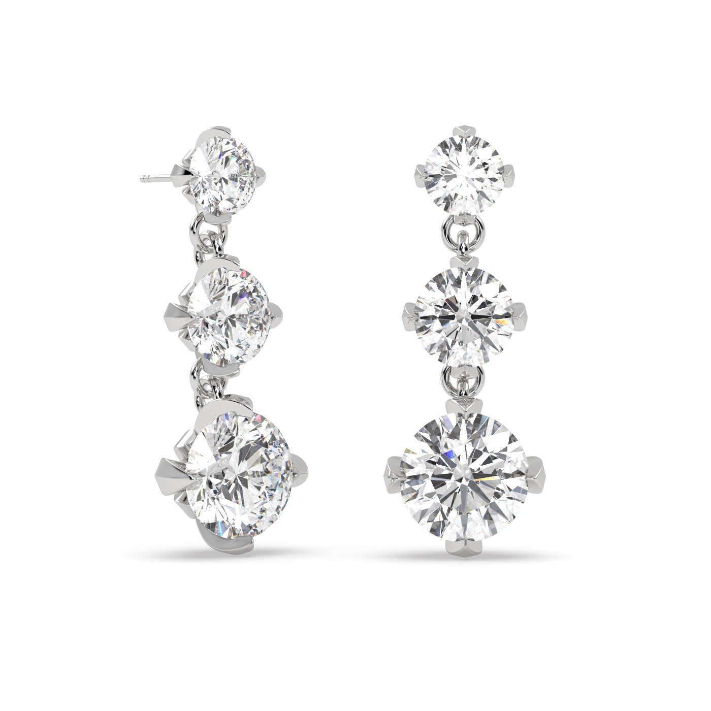 Fleur de Luce Three Stone Diamond Earrings (3.50 tcw)