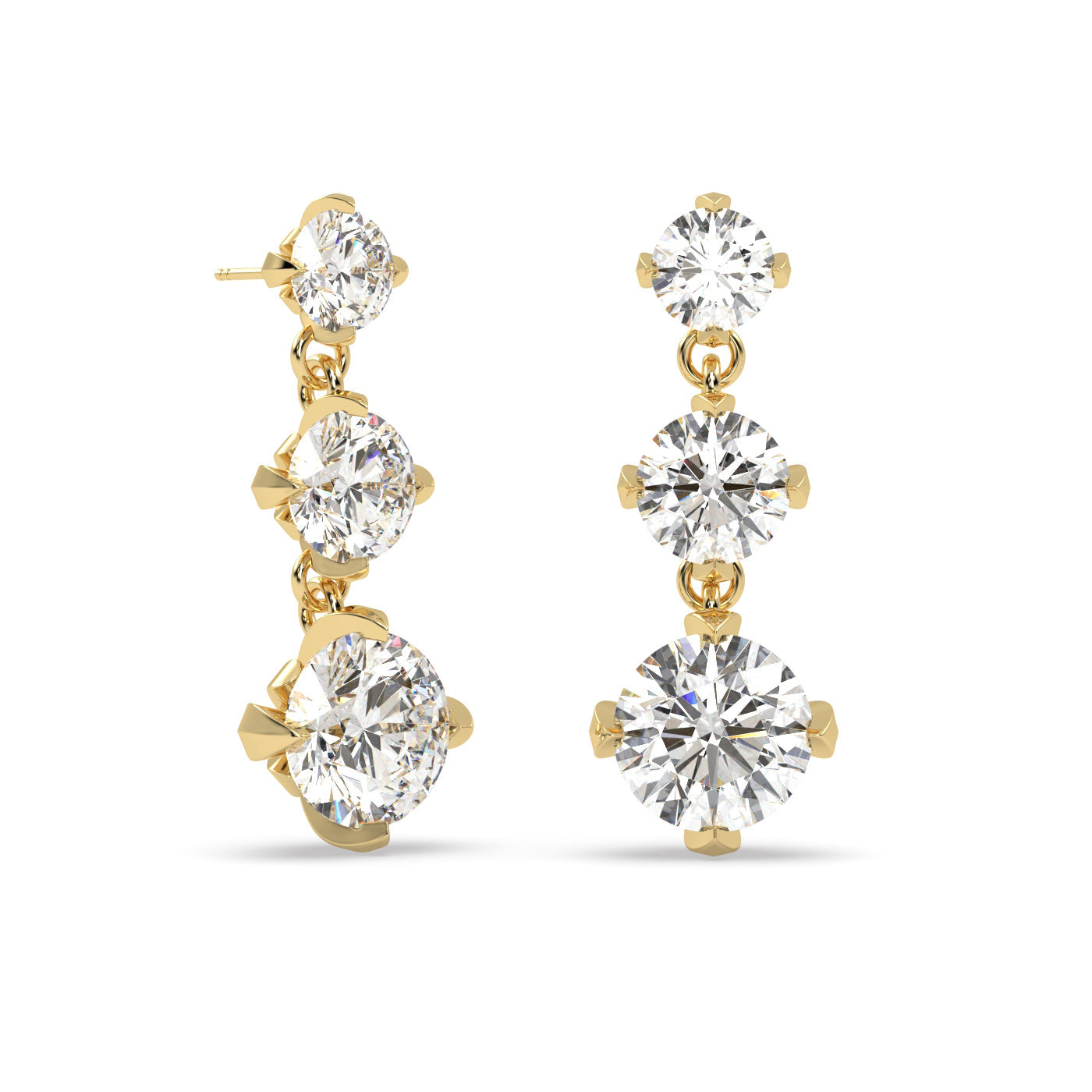 Fleur de Luce Three Stone Diamond Earrings (3.50 tcw)