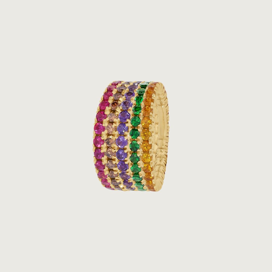Colour Gemstone Eternity Ring in Fleur de Luce Setting