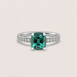 Tourmaline Fleur de Luce Solitaire Engagement Ring in 18k White Gold