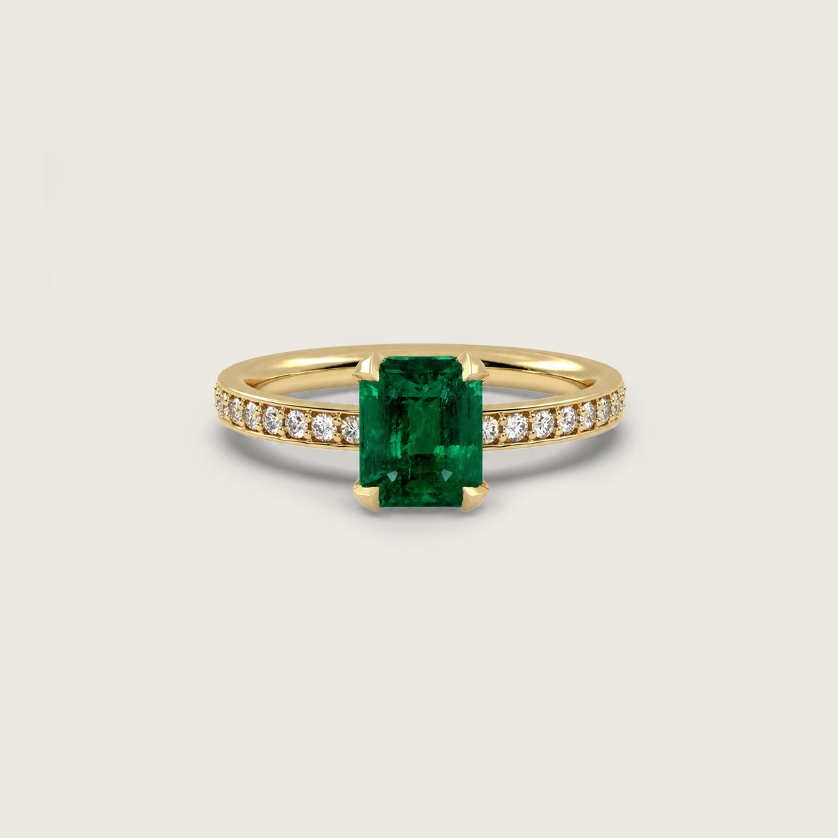2.58ct Emerald Fleur de Luce Solitaire in 18k Yellow Gold