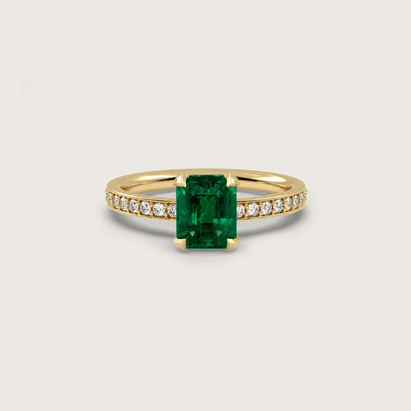 2.58ct Emerald Fleur de Luce Solitaire in 18k Yellow Gold