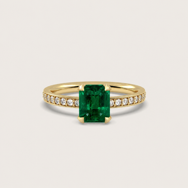 2.58ct Emerald Fleur de Luce Solitaire in 18k Yellow Gold