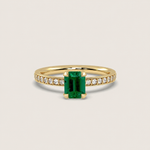 1.05ct Emerald Fleur de Luce Solitaire Engagement Ring in 18k Yellow Gold