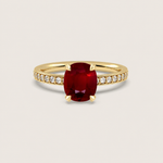 Ruby Fleur de Luce Solitaire Engagement Ring in 18k Yellow Gold