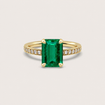 Emerald Fleur de Luce Solitaire in 18k Yellow Gold