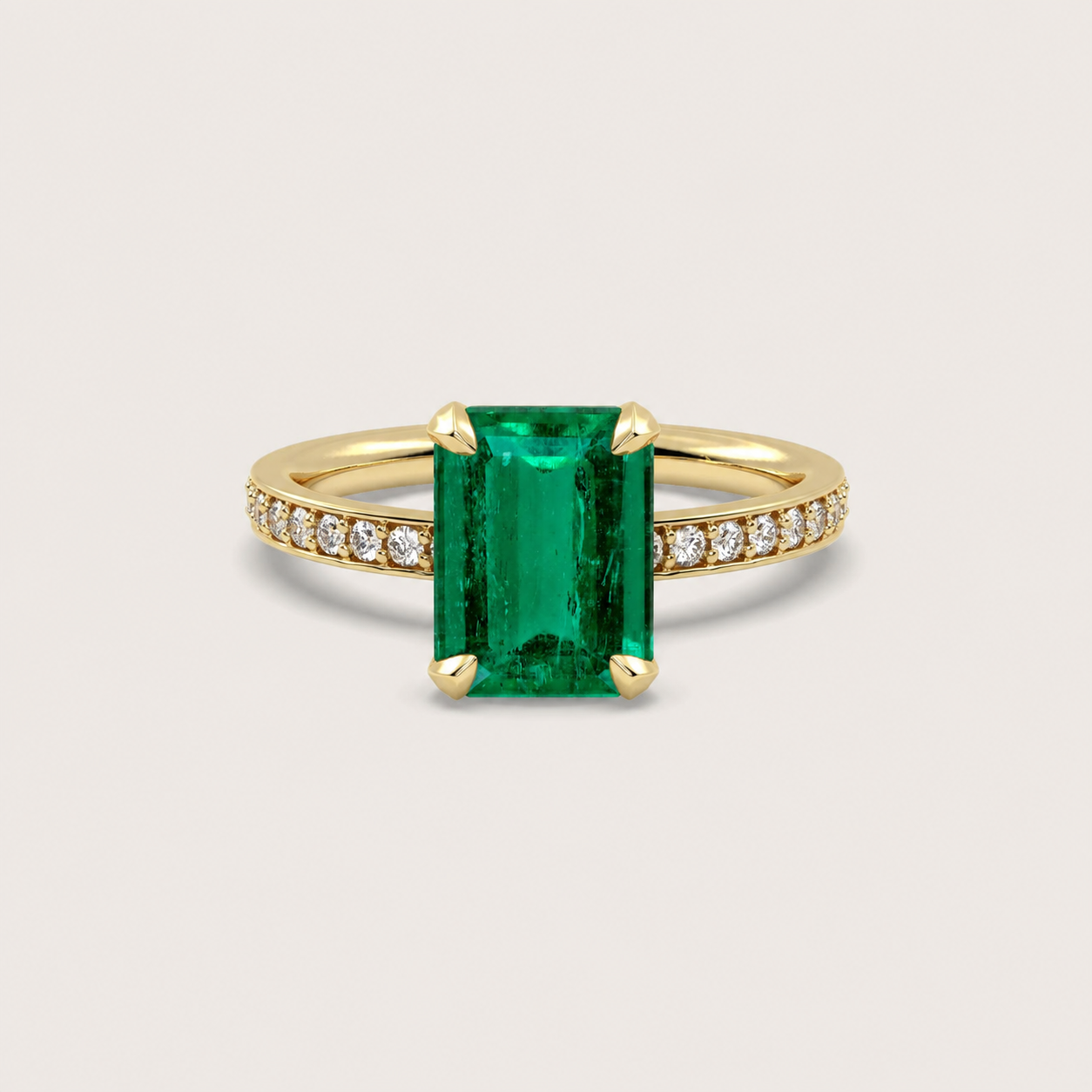 Emerald Fleur de Luce Solitaire in 18k Yellow Gold