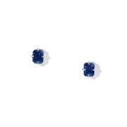 Stud Earrings: Emerald Cut Sapphire Studs in 18k White Gold