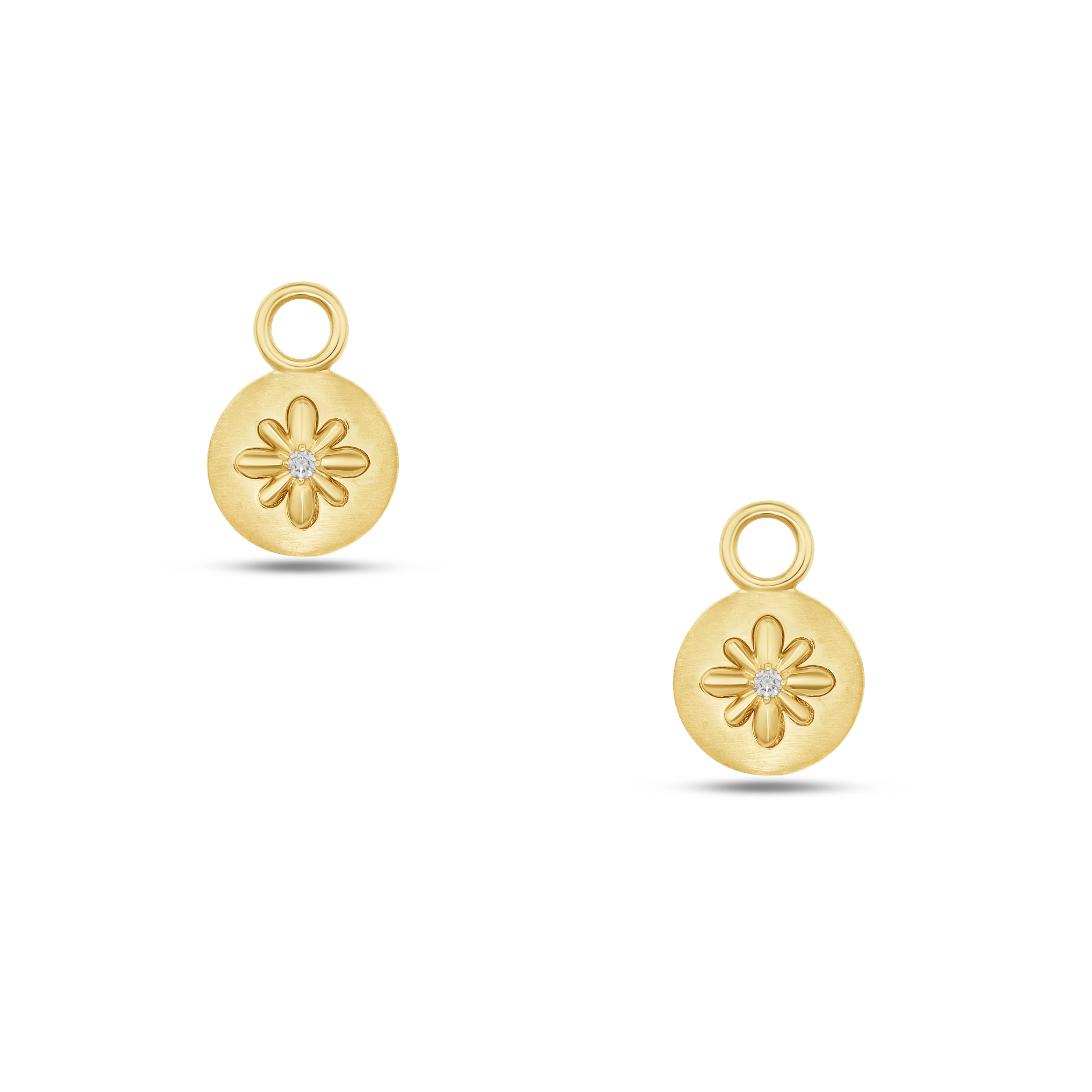 Fleur de Luce Large Button Earring Drops in 18k Yellow Gold
