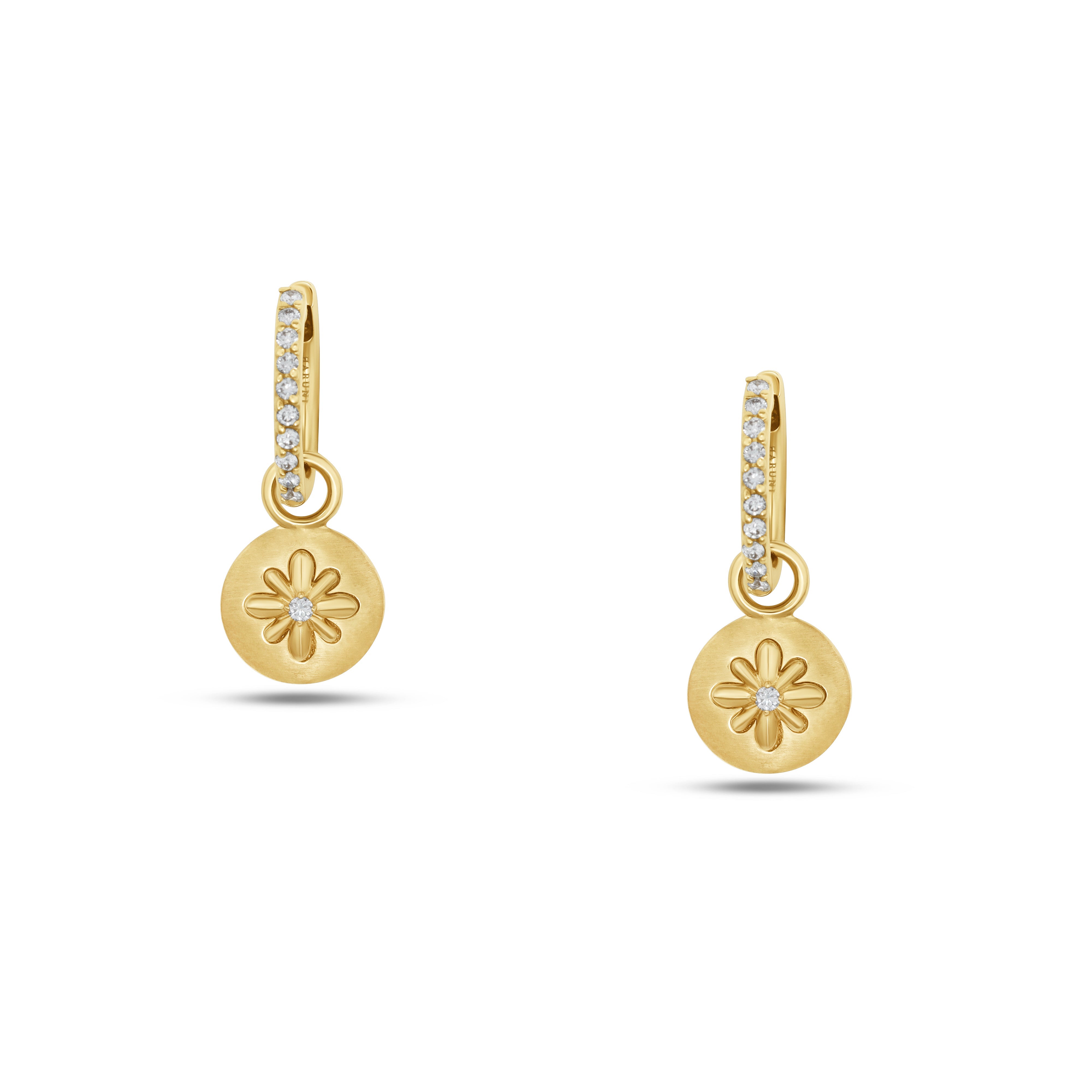 Fleur de Luce Large Button Drop Earrings in 18k Yellow Gold