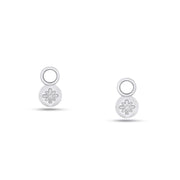 Fleur de Luce Button Earring Drops in 18k White Gold