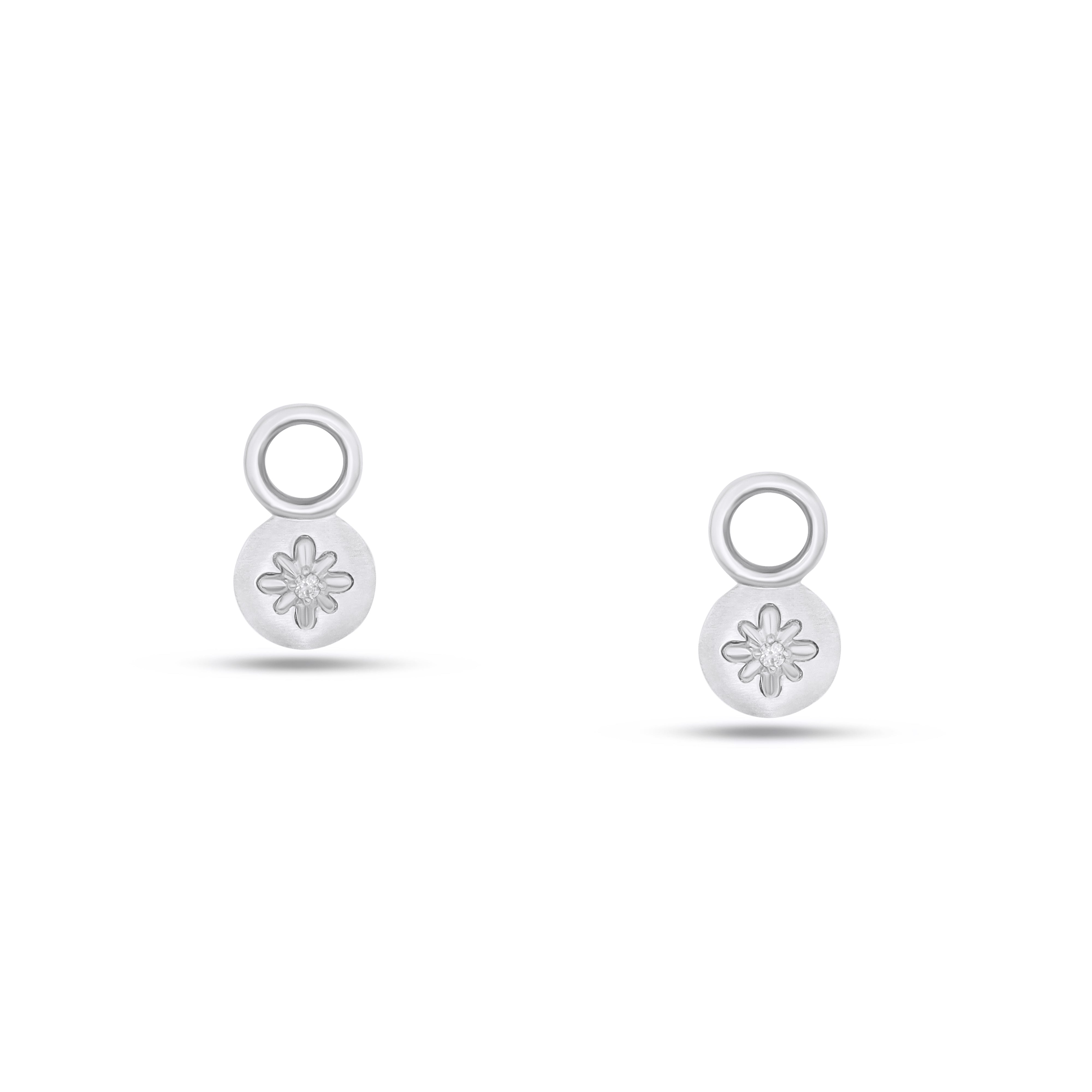 Fleur de Luce Button Earring Drops in 18k White Gold