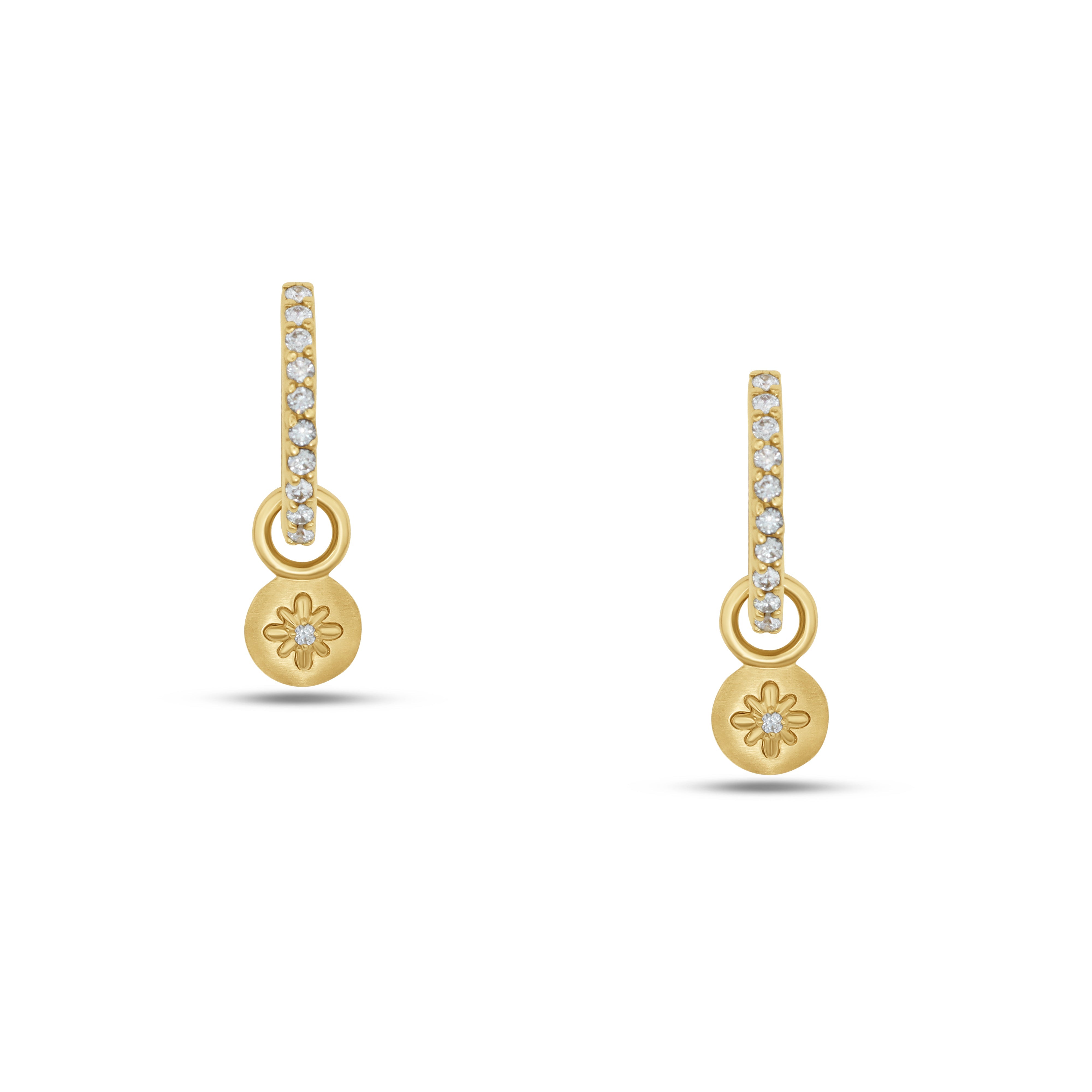 Fleur de Luce Button Drop Earrings in 18k Yellow Gold