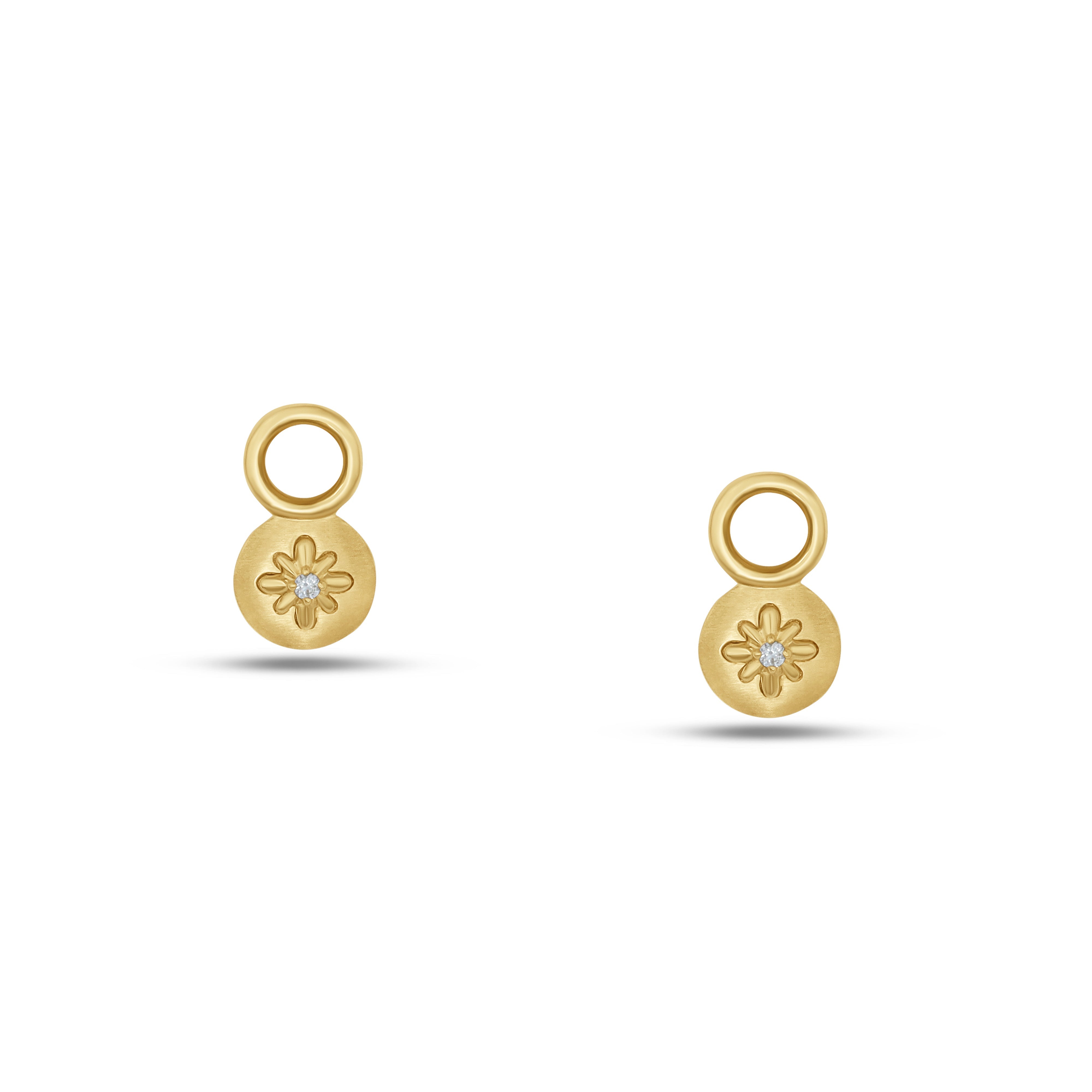 Fleur de Luce Button Earring Drops in 18k Yellow Gold