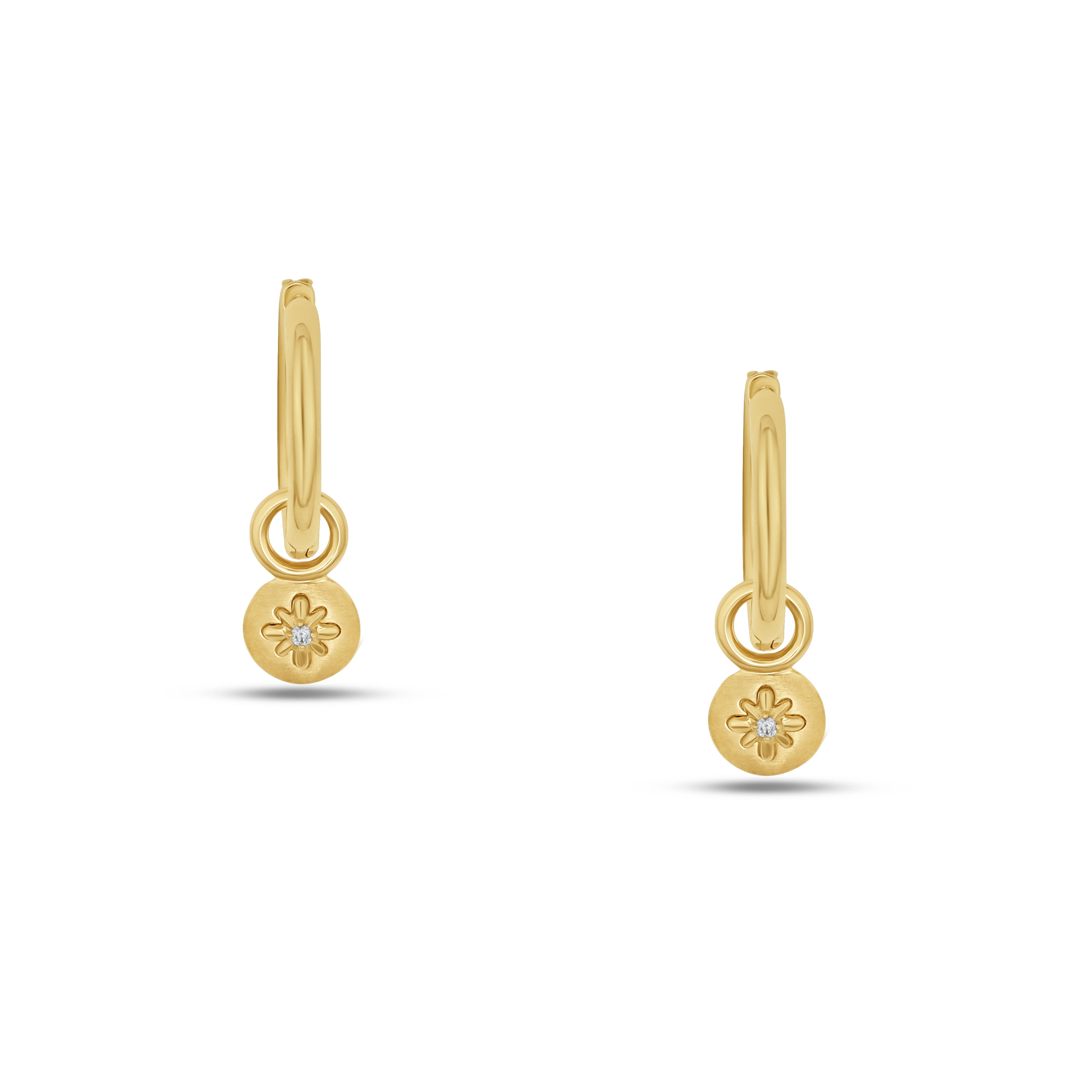 Fleur de Luce Button Drop Earrings in 18k Yellow Gold