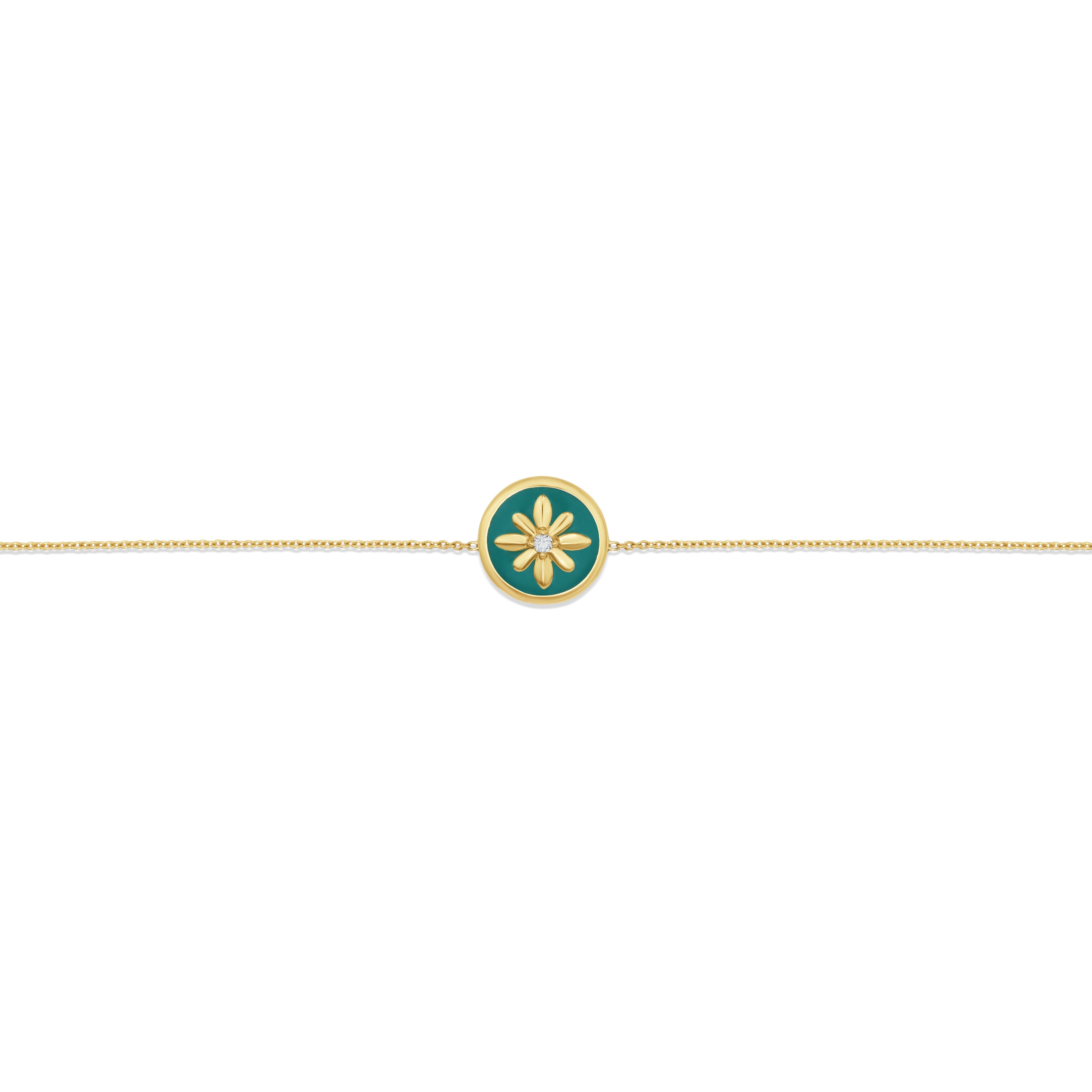 Fleur de Luce Turquoise Enamel Bracelet in 18k Yellow Gold