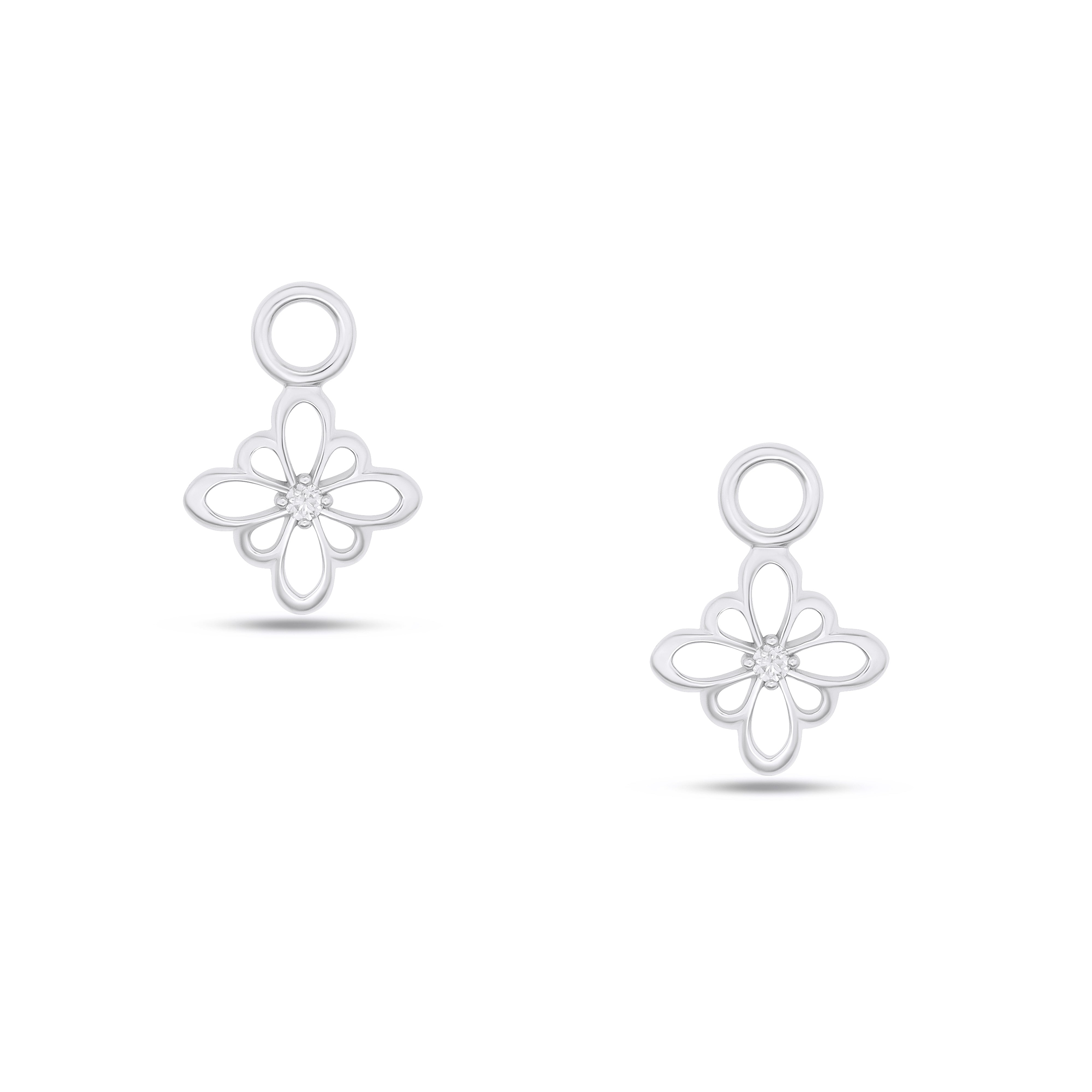 Fleur de Luce Silhouette Earring Drops in 18k White Gold
