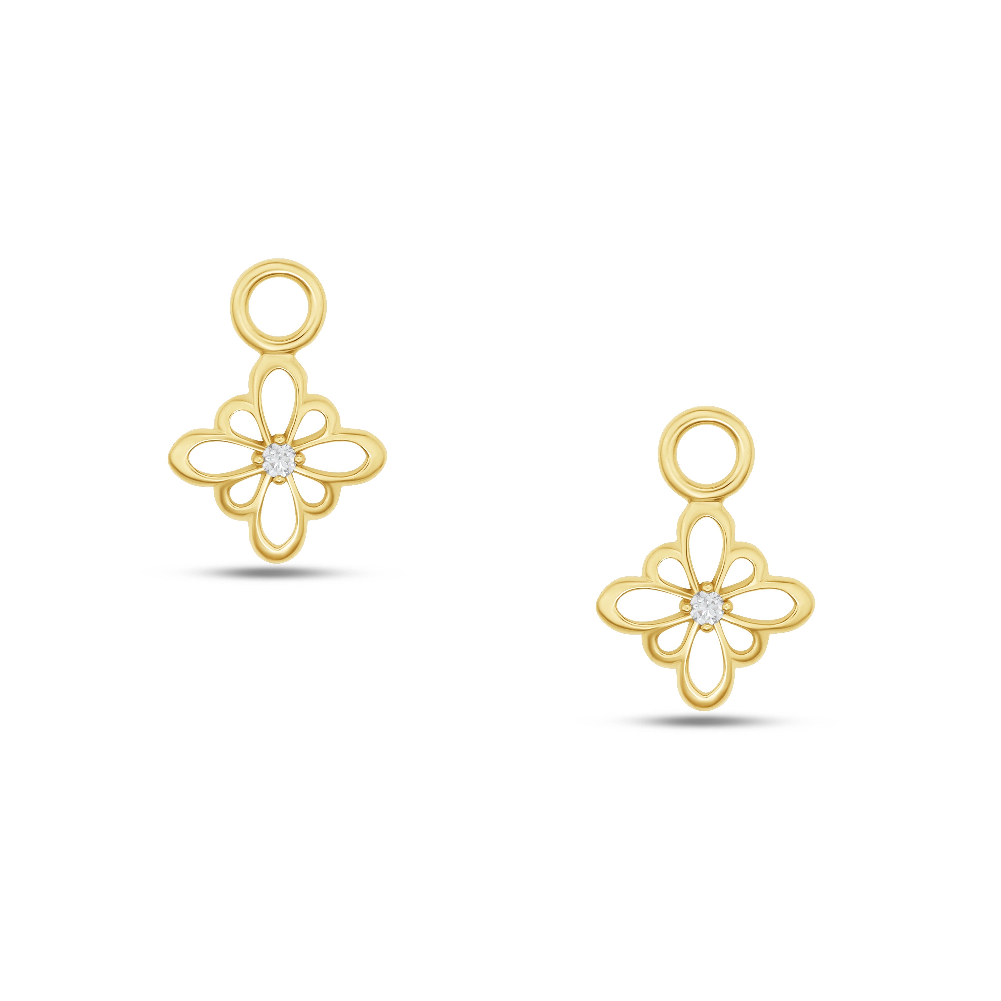 Fleur de Luce Silhouette Earring Drops in 18k Yellow Gold
