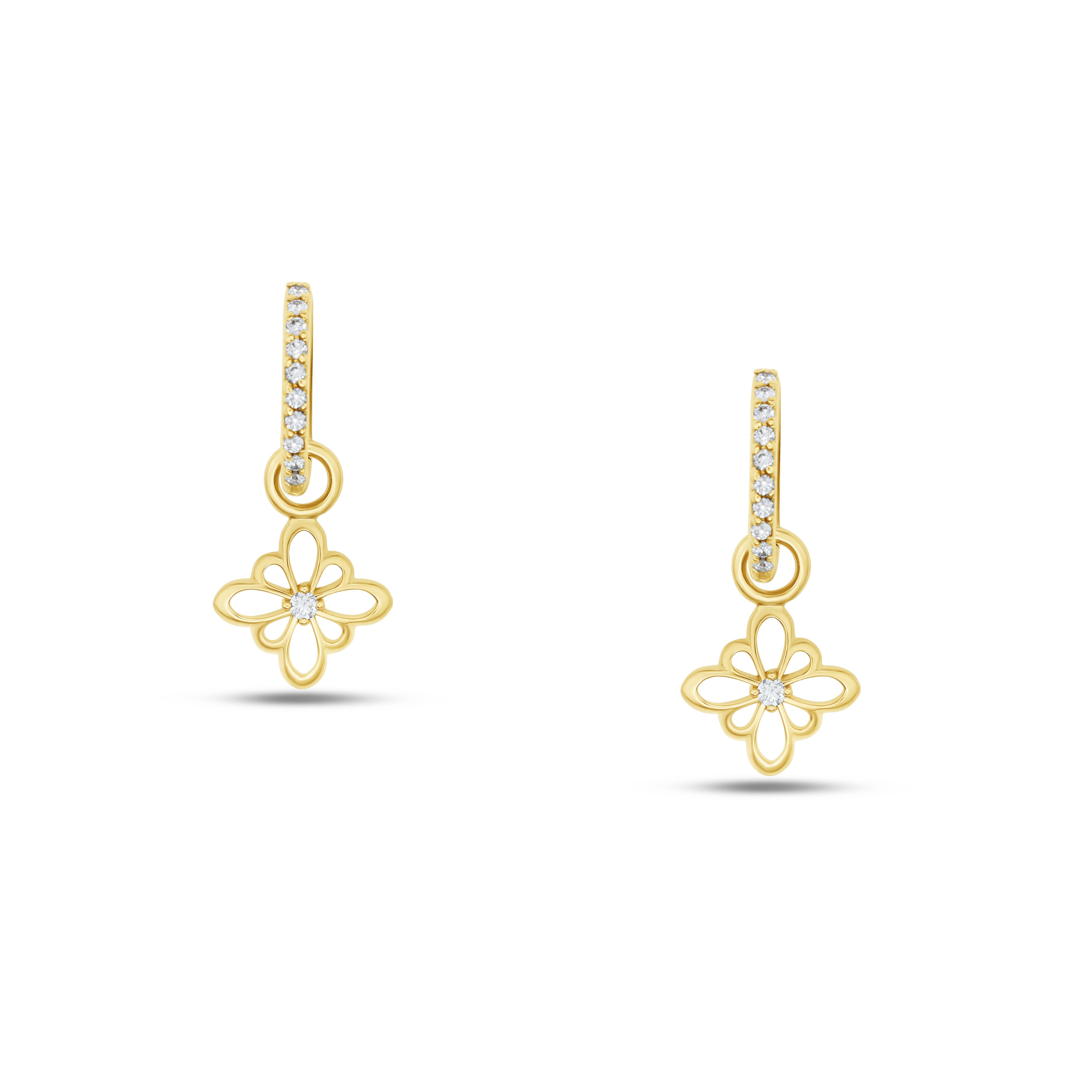 Fleur de Luce Silhouette Drop Earrings in 18k Yellow Gold