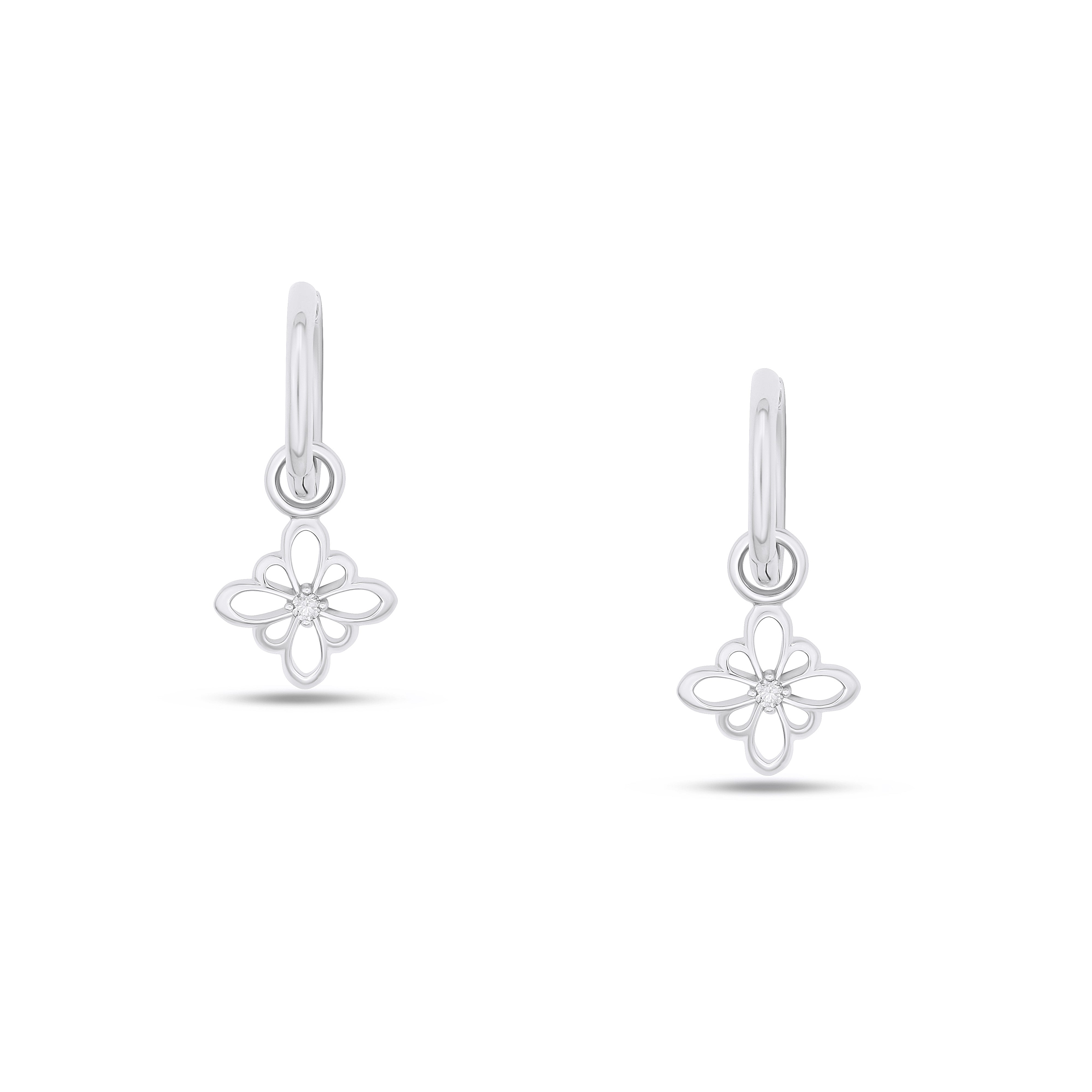 Fleur de Luce Silhouette Drop Earrings in 18k White Gold