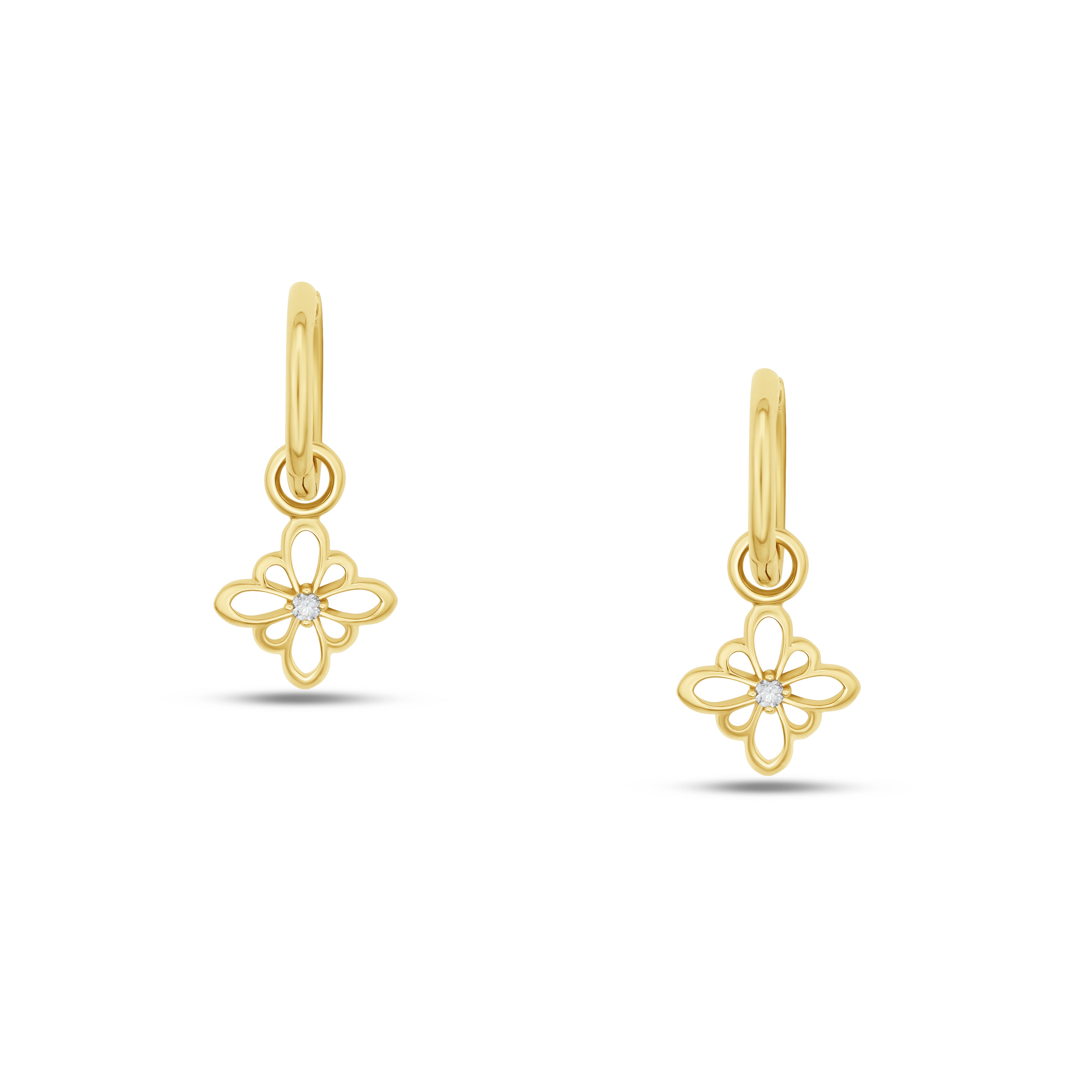 Fleur de Luce Silhouette Drop Earrings in 18k Yellow Gold