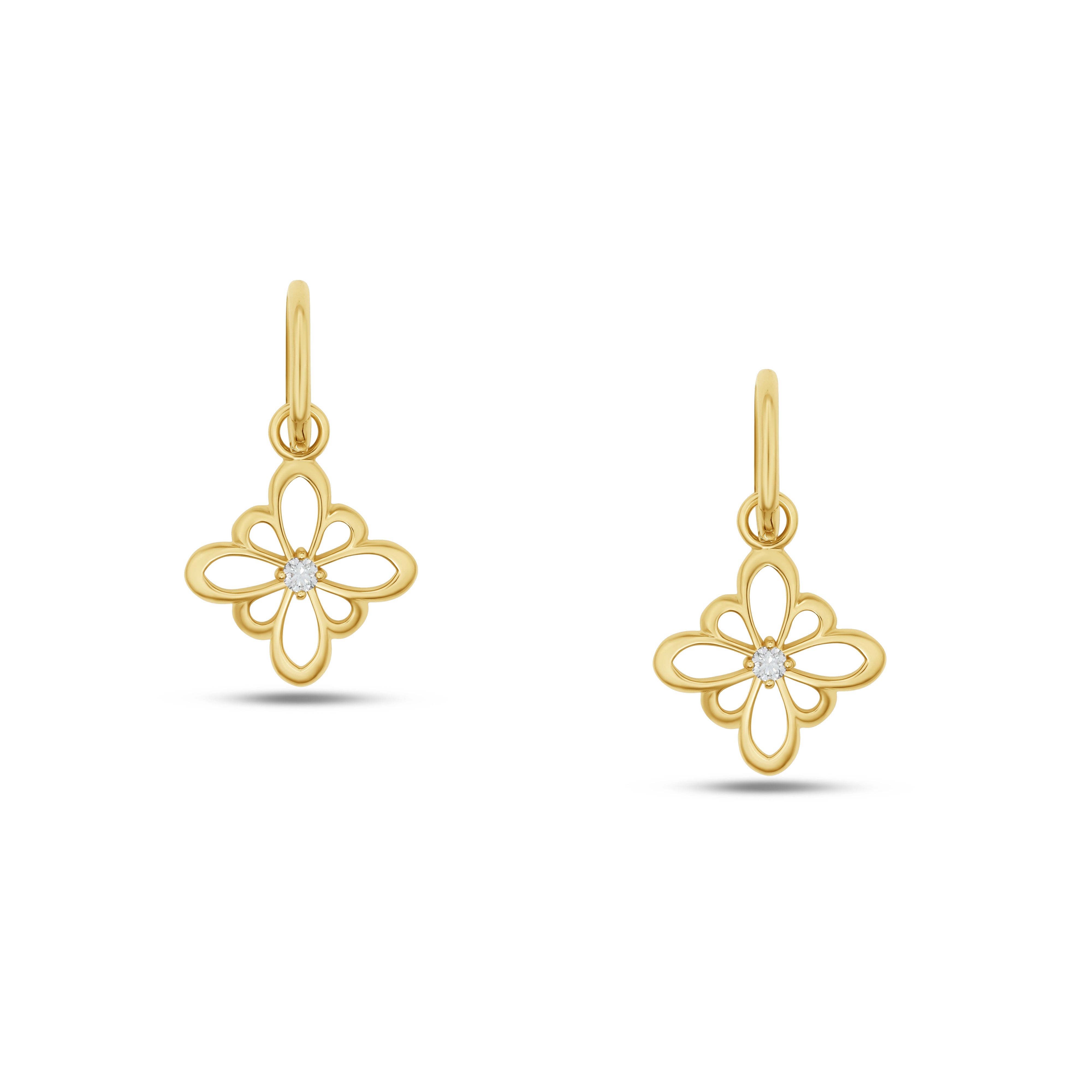 Fleur de Luce Large Silhouette Drop Earrings in 18k Yellow Gold