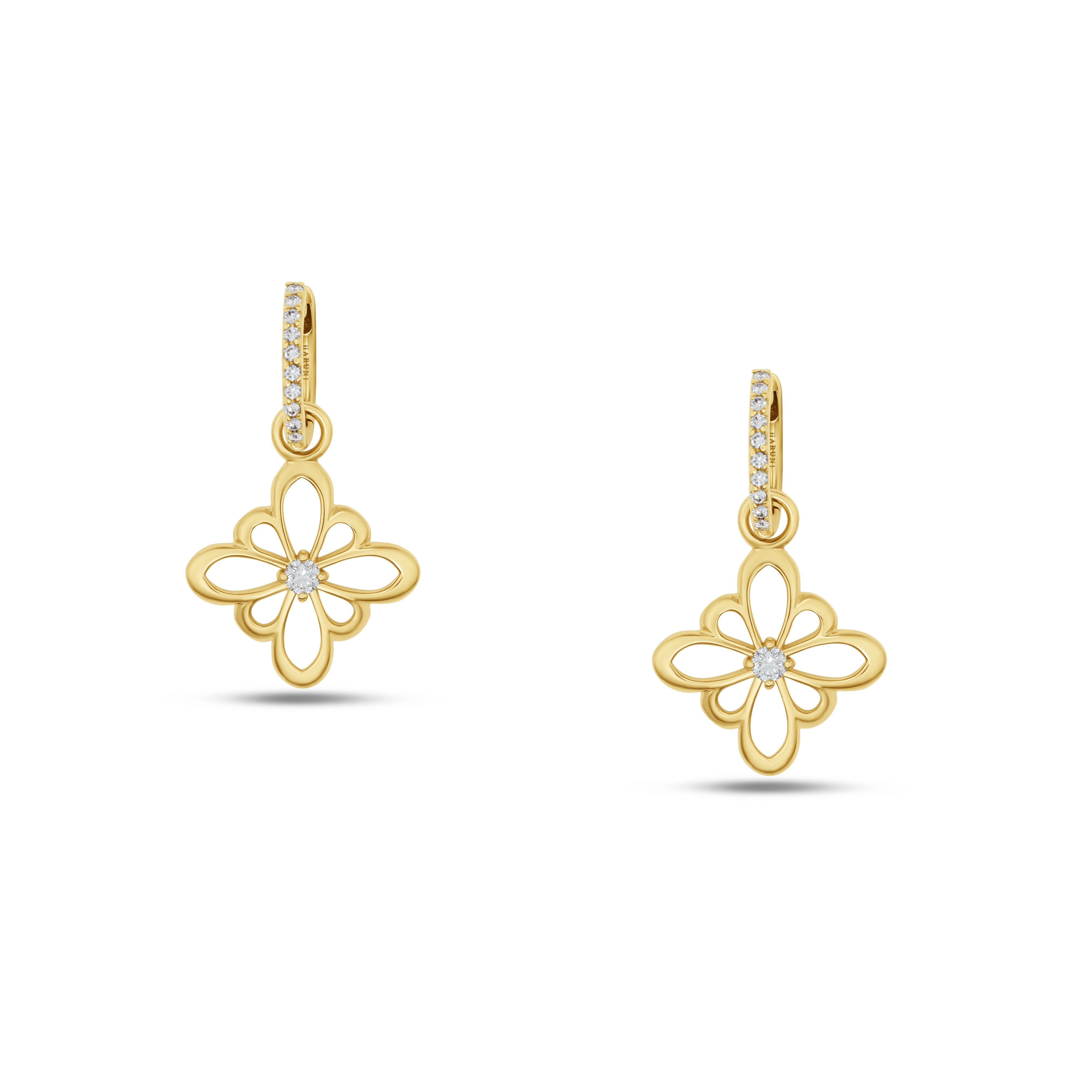 Fleur de Luce Large Silhouette Drop Earrings in 18k Yellow Gold