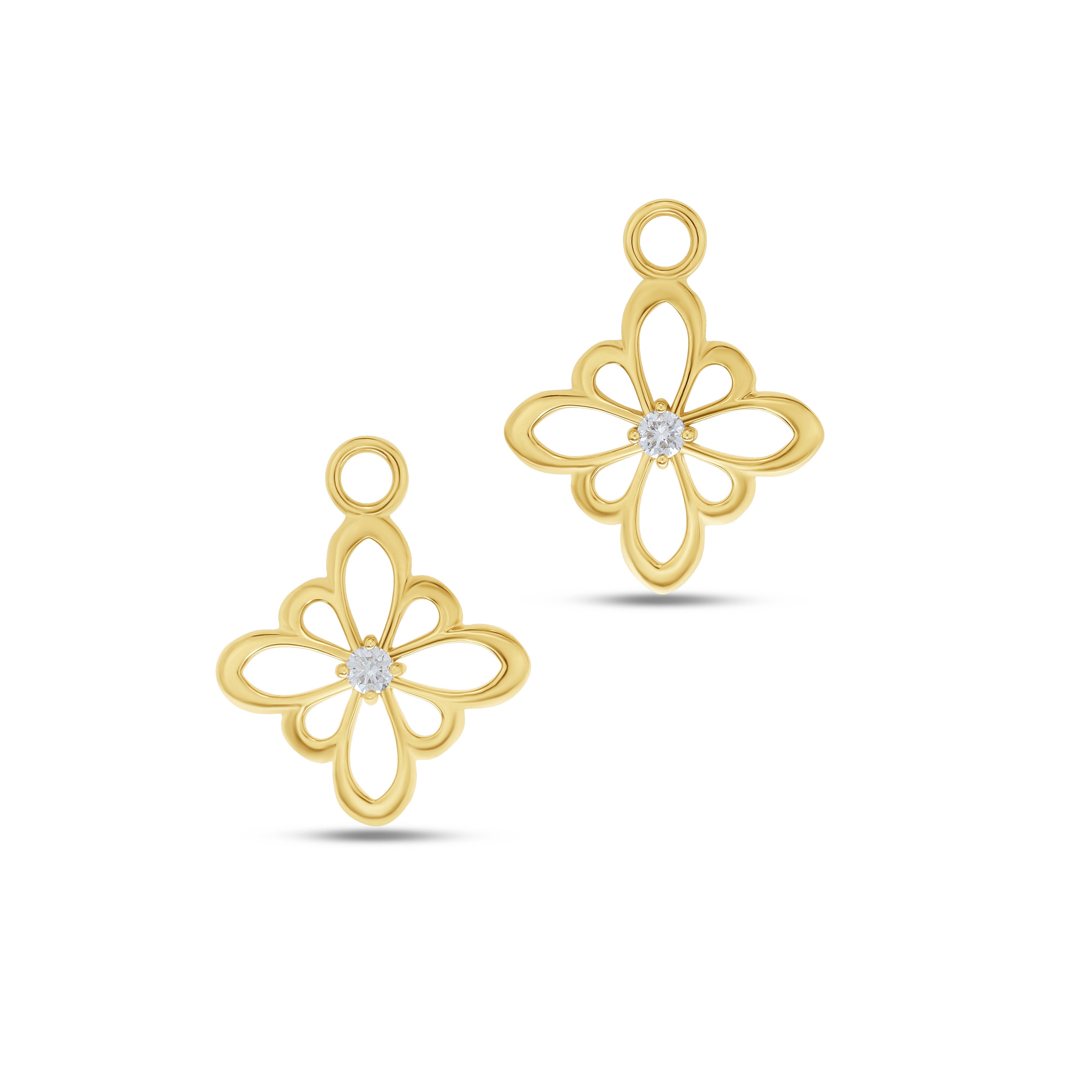 Fleur de Luce Large Silhouette Earring Drops in 18k Yellow Gold